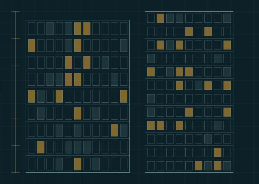Blueprint elevation of apartment buildings